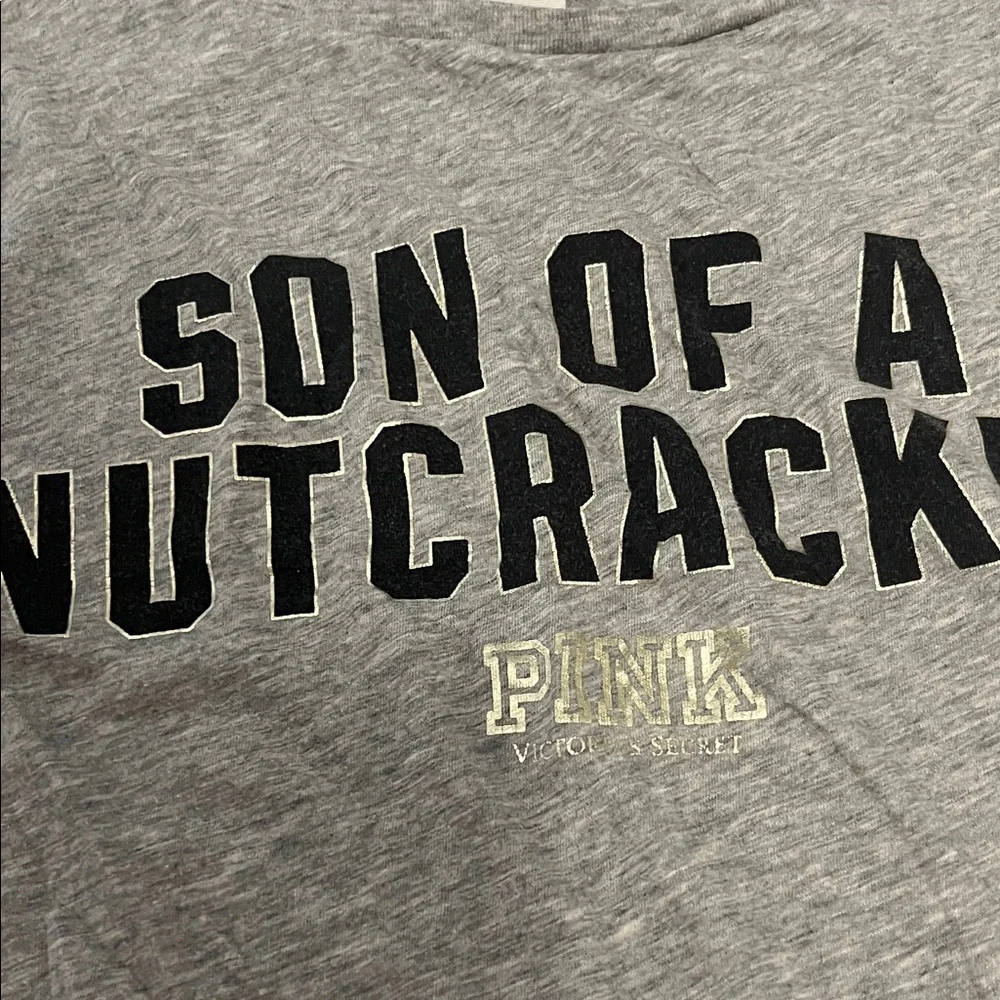 Victoria's Secret Gray Tee with 5/25 Black Text - Picture 3 of 5